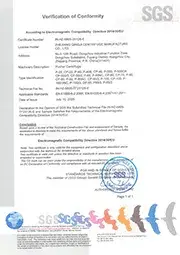 Certificado de Conformidad CE para Centrífugas